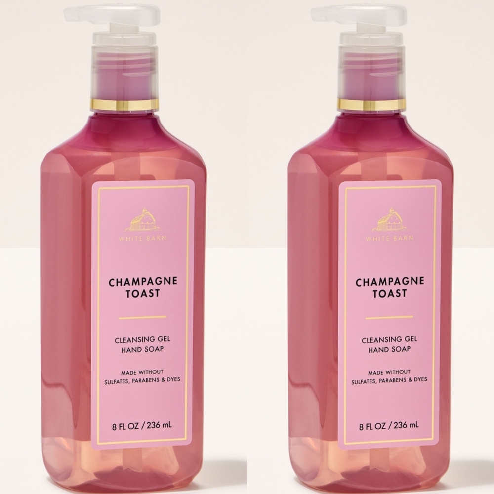Bath Body Works White Barn Champagne Toast Cleansing Gel Hand Soap Set of 2 NEW